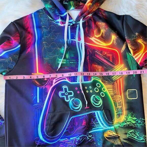 Gamer Unisex Hoodie Multicolor Novelty Cartoon Size Small Halloween - Picture 8 of 9